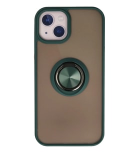 iPhone 15 Kılıf Montreal Yüzüklü Silikon Kapak - Yeşil