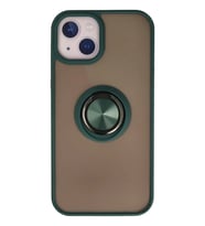 iPhone 15 Kılıf Montreal Yüzüklü Silikon Kapak - Yeşil