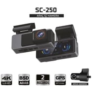 Sentinel SC-250 4K UHD Araç İçi Kamera  ADAS & BSD, Wi-Fi, GPS Opsiyonel, 170°