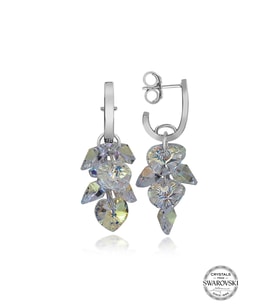 Swarovski Crystal Kadın Kalp Salkım Gümüş Küpe