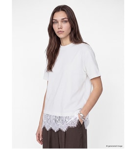 LCW Modest Beyaz Bisiklet Yaka Dantelli Bluz