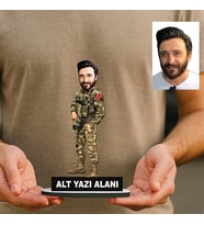 Kişiye Özel Komando Astsubay Asker Komutan Kuvvetler Karikatürlü 18 cm MDF Masaüstü Biblo - Askere ve Komutana Hediye Asker Hediyesi