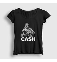 Presmono Kadın Siyah Finger Johnny Cash T-Shirt 333732tt