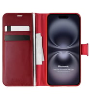 Microsonic Apple iPhone 16 Kılıf Delux Leather Wallet Kırmızı (Kırmızı)