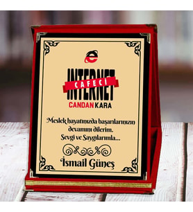 İnternet Kafeci Baskılı Plaket (1. Tasarım)  Kişiye Özel (Kırmızı)