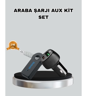 AUX Bluetooth Adaptör ve 38W Hızlı Araç Şarj Cihazı Seti
