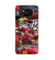 Poco X3 Pro / X3 NFC Uyumlu Şimşek McQueen Kolaj Tasarımlı Şeffaf Telefon Kılıfı