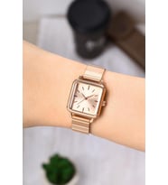 Newera Watch Metal Kordon Minimal Kare Bakır Kadın Kol Saati NWKS041118