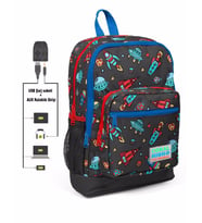 Coral High Kids Dört Gözlü Erkek Çocuk İlkokul Çantası - Gezegen ve Uzay Desenli - USB+AUX Soketli