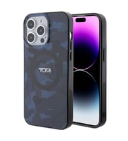 TUMI iPhone 15 Pro Max Kılıf TUMI Orjinal Lisanslı M-safe Şarj Özellikli PC TPU Çift Katmanlı Kamuflaj Desenli Kapak (Mavi)