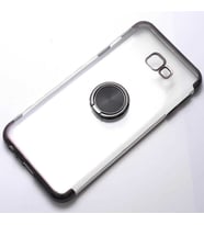 Galaxy J4 Plus Kılıf Gess Kenarları Renkli Yüzük Aparatlı Kılıf (Siyah)