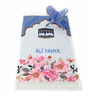 İsme Özel Çocuk Seccadesi Kabe Mavi 82×45 cm 110 gr - Tesbih Hediyeli