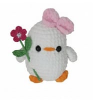 Çiçekli Beyaz Civciv Amigurumi Organik Oyuncak