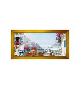 Manzara Temalı Kanvas Tablo 80 x 110 cm Gold Çerçeve