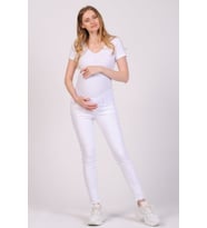Busa Hamile Alt Karın Destekli Skinny Kot Pantolon Beyaz