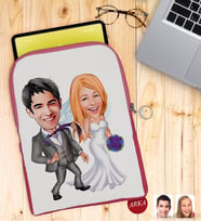 BK Gift Kişiye Özel Evleniyoruz Karikatürlü Taşınabilir Koruyucu Tablet Kılıfı & Organizer Çanta - Pembe-6