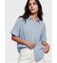 LCW Vision Mavi Çizgili Oversize Kadın Gömlek