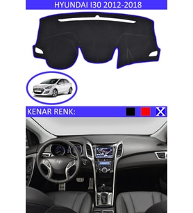 Hyundai İ30 2012-2018 İçin Uygun Torpido Koruma Halısı Siyah Kenar Renk Mavi