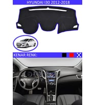 Hyundai İ30 2012-2018 İçin Uygun Torpido Koruma Halısı Siyah Kenar Renk Mavi