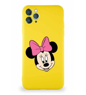 Apple iPhone 11 Pro Max Soft Premier Kapak Minnie Mouse-C Tasarımlı Silikon Kılıf - Sarı (Şeffaf)