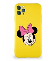 Apple iPhone 11 Pro Max Soft Premier Kapak Minnie Mouse-C Tasarımlı Silikon Kılıf - Sarı (Şeffaf)