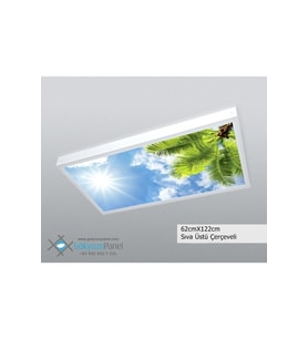 60x120 Gökyüzü Panel Avize, 106watt Led, Sıva Üstü, Kolay Montaj Led Panel, Palmiye Avize