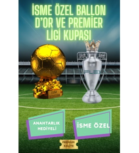 Premier League & Ballon d'Or 3D Maket (15 cm) + Hediye Şampiyonlar Ligi Anahtarlık