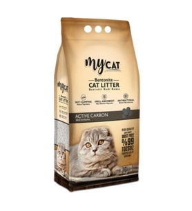 MYCAT (10 LT) TOPAKLANAN BENTONİT KEDİ KUMU AKTİF KARBON (KALIN TANE)