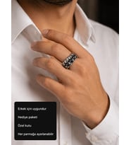 Skull Legion Adjustable Men's Ring Kuru Kafa Sıralı Ayarlanabilir Erkek Yüzüğü