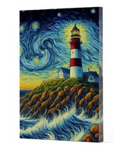 Van Gogh 8 - Deniz Feneri Çizgili Yan Boyamalı Defter