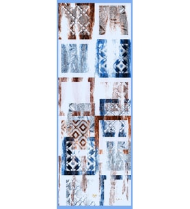 Eskitme Desen Dora Seri Şal Eşarp Askısı İle Birlikte 75x200 Lacivert Mavi-75x20