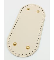 Angel Çanta Aksesuar Suni Deri Krem Renk 25X12 cm Oval Çanta Tabanı (Light Gold Aparatlı)