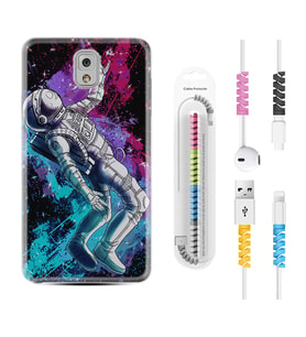 Samsung Note 3 4 5 8 9 20 Ultra 10 Lite Kılıf Kablo Koruma Spiral Silikon Astronot Signs 1753