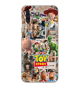 Samsung Galaxy A70 Uyumlu Toy Story Kolaj Tasarımlı Şeffaf Telefon Kılıfı
