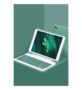 Apple İpad Pro 11 (2024) Kılıf Kc01 Smart Klavyeli Tablet Kılıfı - Koyu Yeşil