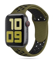 Apple Watch 10/11 42mm-38/40/41mm Kordon Delikli Spor Kordon 2/3/4/5/6/se/7/8/9 (HAKI-SIYAH)