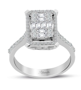 0.80 Ct Modern Tasarım Baget Kare Tektaş Yüzük