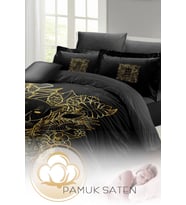 Çift Kişilik ( Lastikli Çarşaflı ) %100 Pamuk Saten Nevresim Takımı Leopar Line