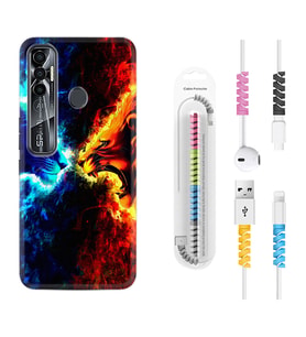 Tecno Spark 6 6 Go 8C 8 Pro 7 7 Pro Kılıf Kablo Koruma Spiral Silikon Red Blue Leon 1714