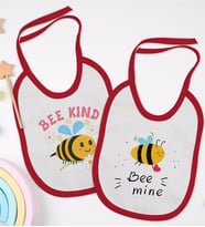 BK Kids Bee Kind ve Bee Mine Tasarımlı 2’li Kırmızı Mama Önlüğü-1
