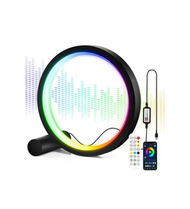 HyMark 10 İnç Akıllı RGB Masaüstü Müzik Ritim Gece Lambası 25cm Alüminyum Halka Led Işığı Masa Lambası