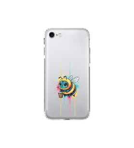 iPhone 7 ile uyumlu Splash arı tasarımlı şeffaf silikon kılıf