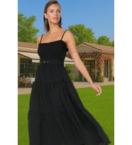 Kadın Askılı Bel Kemerli Midi Polyester Dokuma Elbise Rahat Günlük Stil Rahat Ve Şık Mükemmel Uyum