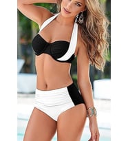 Angelsin Kaplı Siyah Beyaz Tasarım Bikini (Çok Renkli)