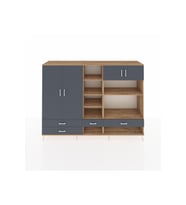 Hyperion Dolap 12 Raflı 4 Çekmeceli 4 Kapaklı 220x44x163 Çam-Antrasit