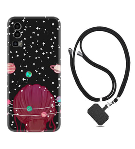 General Mobile Gm 23 Kılıf Resimli Boyun Askılı İpli Desenli Silikon Space Woman 1311