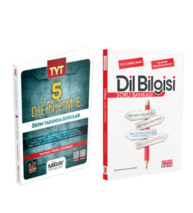Miray Yayınları TYT Tüm Dersler Fasikül 5 Deneme ve AKM Dil Bilgisi Soru Bankası Seti 2 Kitap