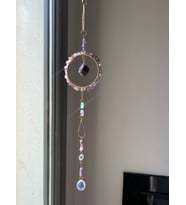 Ametist Sun Catcher 5 - Güneş Tutucu, Güneş Yakalayıcı, Doğal Ametist Taşlı, El Yapımı (Mor)