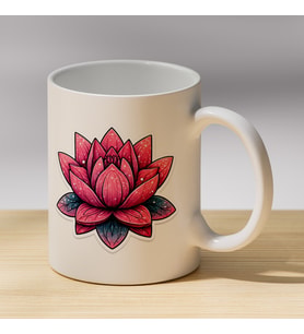 Pembe Lotus Çiçeği Baskılı Porselen Kupa - Çiçek Severlere Hediye Kahve Kupası