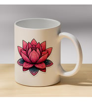 Pembe Lotus Çiçeği Baskılı Porselen Kupa - Çiçek Severlere Hediye Kahve Kupası